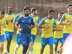 File photo of team Kerala Blasters(@KeralaBlasters/Twitter) File photo of team Kerala Blasters(@KeralaBlasters/Twitter)