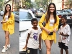 Alaya F, who made her debut with Saif Ali Khan-starrer Jawaani Jaaneman, was spotted in Juhu on Monday. (Varinder Chawla)