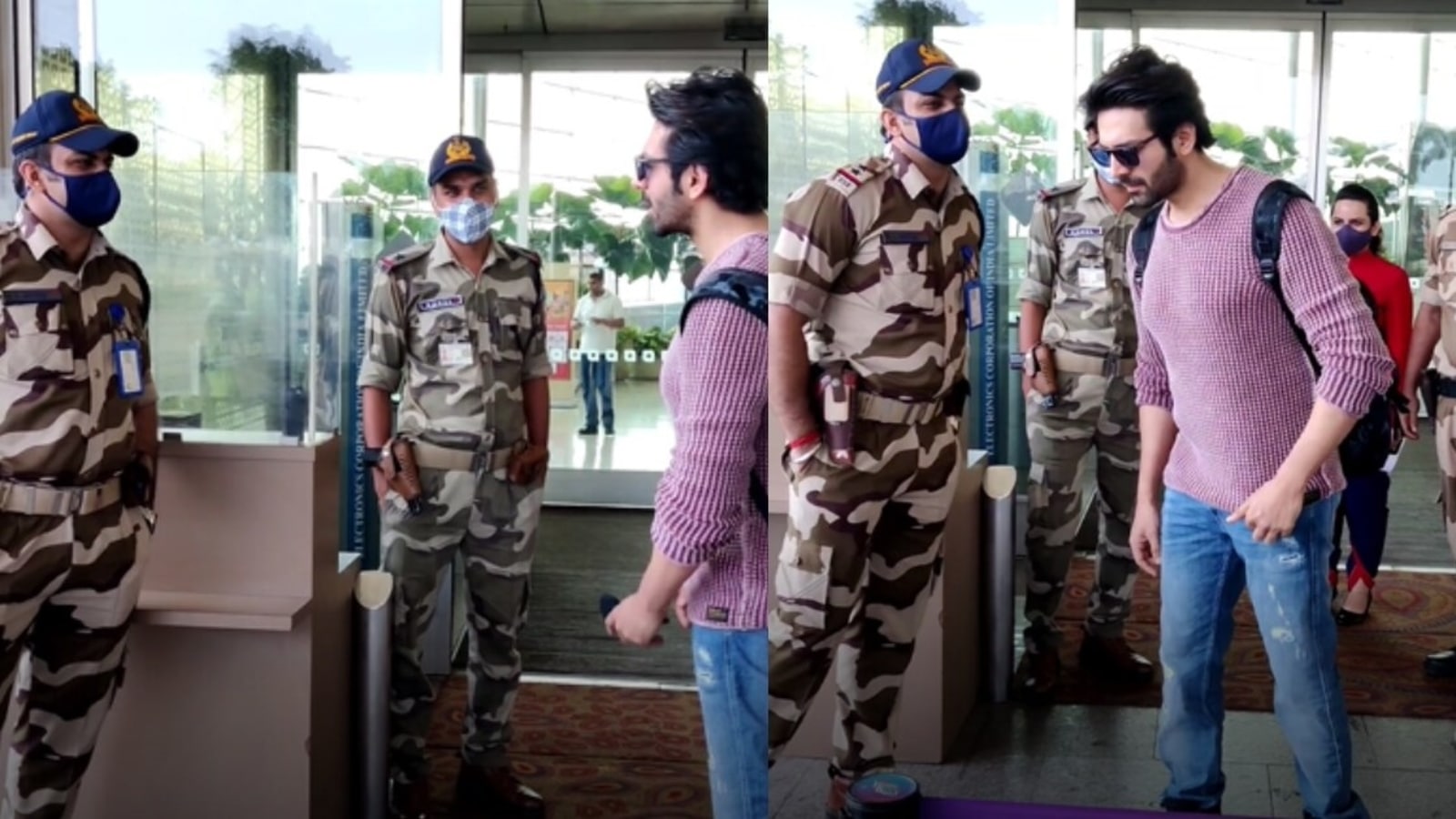 CISF official compliments Kartik Aaryan's Lamborghini at Mumbai airport; watch his reaction