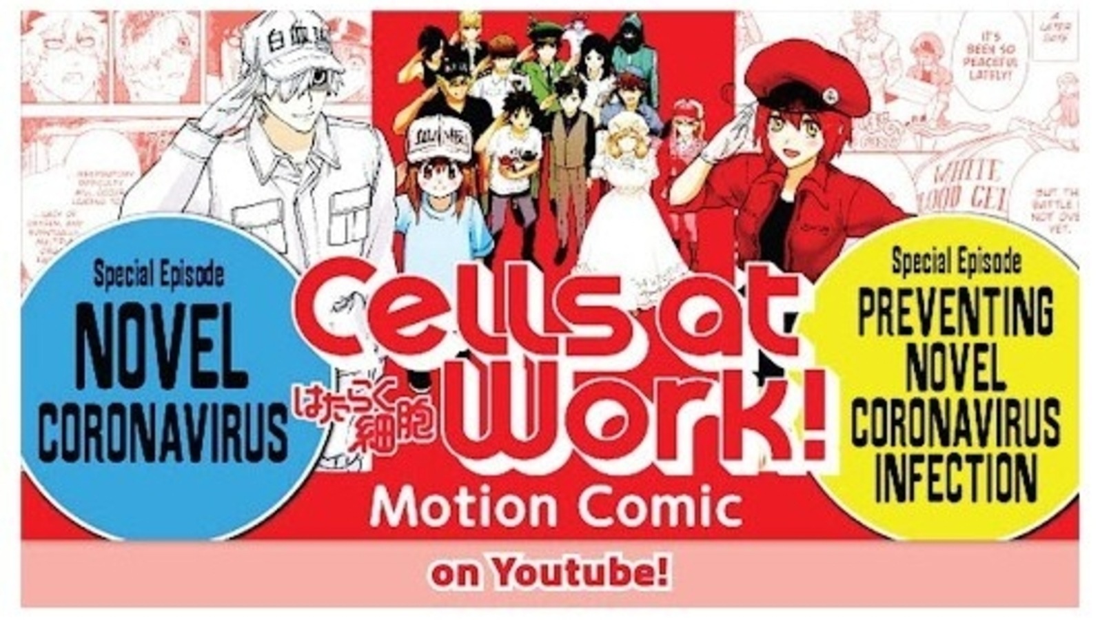 Personagens de Cells at Work! lutam contra o coronavírus (COVID-19)