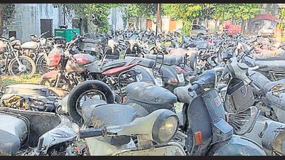 The railway police have been left with the custody of 165 unclaimed vehicles, mostly bikes and scooters, of which 110 will be auctioned, say officials. (HT Photo) The railway police have been left with the custody of 165 unclaimed vehicles, mostly bikes and scooters, of which 110 will be auctioned, say officials. (HT Photo)