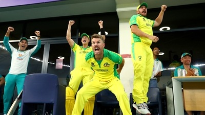 Australia coach Justin Langer celebrate the T20 World Cup triumph with Steve Smith, David Warner and Aaron Finch&nbsp; (ANI)