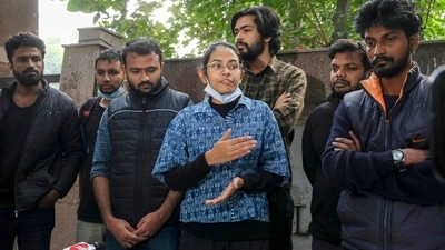 Students interact with media a day after clash broke out between AISA and ABVP at JNU campus, in New Delhi on Monday. (PTI) Students interact with media a day after clash broke out between AISA and ABVP at JNU campus, in New Delhi on Monday. (PTI)