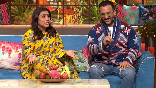 Saif Ali Khan and Rani Mukerji on The Kapil Sharma Show.&nbsp;