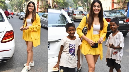 Alaya F, who made her debut with Saif Ali Khan-starrer Jawaani Jaaneman, was spotted in Juhu on Monday. (Varinder Chawla)