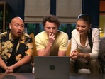 Tom Holland, Zendaya and Jacob Batalon watch Spider-Man: No Way Home trailer.