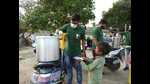 Members of the Robinhood Army distributing food among the needy in Prayagraj. (HT File Photo) Members of the Robinhood Army distributing food among the needy in Prayagraj. (HT File Photo)