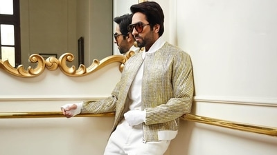 Ayushmann Khurrana slays ₹60k bomber jacket made from ocean, landfill waste (Instagram/gauravguptaofficial) Ayushmann Khurrana slays ₹60k bomber jacket made from ocean, landfill waste (Instagram/gauravguptaofficial)