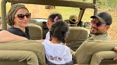 Soha Ali Khan went for a jungle safari with Inaaya and Kunal Kemmu in Tadoba National Park. (Instagram) Soha Ali Khan went for a jungle safari with Inaaya and Kunal Kemmu in Tadoba National Park. (Instagram)