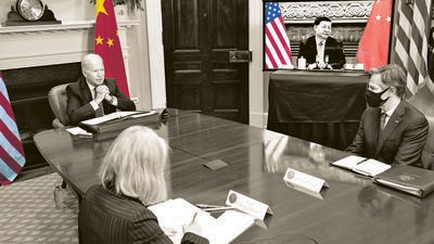 Some in the Democratic national security firmament believe that the Biden administration has adopted far too adversarial a tone with China, although such criticism overlooks Beijing’s contributions to strained relations (REUTERS) Some in the Democratic national security firmament believe that the Biden administration has adopted far too adversarial a tone with China, although such criticism overlooks Beijing’s contributions to strained relations (REUTERS)