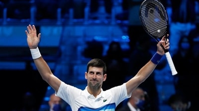 Serbia's Novak Djokovic celebrates (REUTERS)