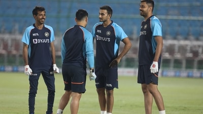 The bowlers union featuring Ishan Kishan. (BCCI/TWITTER)