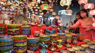 India International Trade Fair (IITF) 2021 commenced on November 14 and will end on November 27. The theme of this years IIFT is 'Atmanirbhar Bharat,' the commerce ministry announced in early October. "Export potential key focus at 40th India International Trade Fair to be held from November 14-27. 14-day mega event at revamped Pragati Maidan to display undying spirit of businesses through the pandemic and efforts to build Aatmanirbhar Bharat," Union Minister of Commerce and Industry Piyush Goyal had tweeted. (PTI) India International Trade Fair (IITF) 2021 commenced on November 14 and will end on November 27. The theme of this years IIFT is 'Atmanirbhar Bharat,' the commerce ministry announced in early October. "Export potential key focus at 40th India International Trade Fair to be held from November 14-27. 14-day mega event at revamped Pragati Maidan to display undying spirit of businesses through the pandemic and efforts to build Aatmanirbhar Bharat," Union Minister of Commerce and Industry Piyush Goyal had tweeted. (PTI)