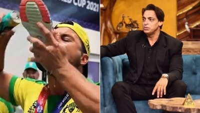 Shoaib Akhtar isn't exactly a fan of Australia's wild celebrations.&nbsp; (Getty/Screengrab)