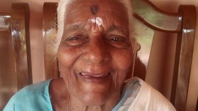 Kuttiyamma, a 104-year-old woman from Kerala’s Kottayam, scored 89 out of 100 marks in the basic literacy examination last week and qualified to appear for the Class 4 equivalent test under the state’s Literacy Mission. (By arrangement) Kuttiyamma, a 104-year-old woman from Kerala’s Kottayam, scored 89 out of 100 marks in the basic literacy examination last week and qualified to appear for the Class 4 equivalent test under the state’s Literacy Mission. (By arrangement)