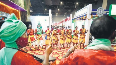 The India International Trade Fair opened to visitors after a year albeit with Covid-19 protocols such as mandatory wearing of masks, social distancing and sanitiser machines at various points in place. (Photo: Sonu Mehta/H) The India International Trade Fair opened to visitors after a year albeit with Covid-19 protocols such as mandatory wearing of masks, social distancing and sanitiser machines at various points in place. (Photo: Sonu Mehta/H)