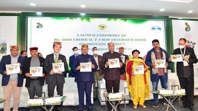 Himachal CM Jai Ram Thakur said the crop diversification project would be implemented in all 12 districts and help in uplifting the socio-economic status of farming families. (HT Photo) Himachal CM Jai Ram Thakur said the crop diversification project would be implemented in all 12 districts and help in uplifting the socio-economic status of farming families. (HT Photo)