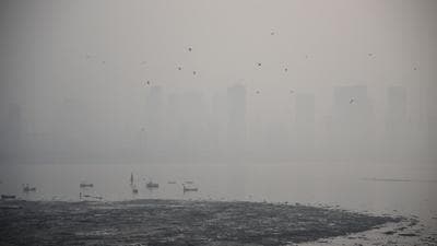 A thick layer of haze over the Arabian sea at Bandra, Mumbai. An AQI of 269 falls in the “poor” category, which, as per the Central Pollution Control Board, can cause “breathing discomfort to most people on prolonged exposure.” (HT PHOTO) A thick layer of haze over the Arabian sea at Bandra, Mumbai. An AQI of 269 falls in the “poor” category, which, as per the Central Pollution Control Board, can cause “breathing discomfort to most people on prolonged exposure.” (HT PHOTO)