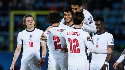 Tyrone Mings of England celebrates after scoring during the 2022 FIFA World Cup Qualifier match against San Marino. (Getty) Tyrone Mings of England celebrates after scoring during the 2022 FIFA World Cup Qualifier match against San Marino. (Getty)
