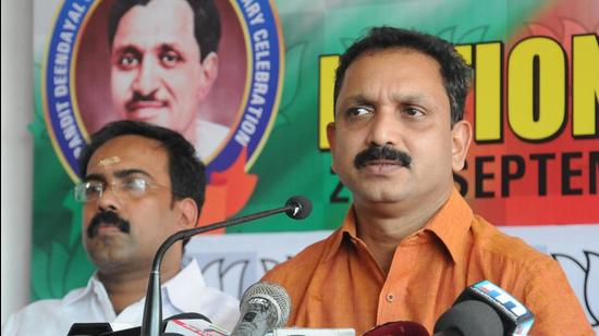 Kerala BJP president K Surendran said that the BJP party workers will be forced to defend themselves if the Kerala police failed to take action against disruptive forces. (HT File)