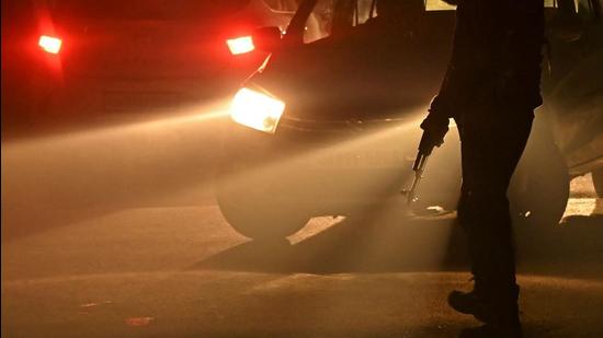 A member of the security forces is seen near the Hyderpora area of Srinagar in Jammu and Kashmir on Monday. (AFP)