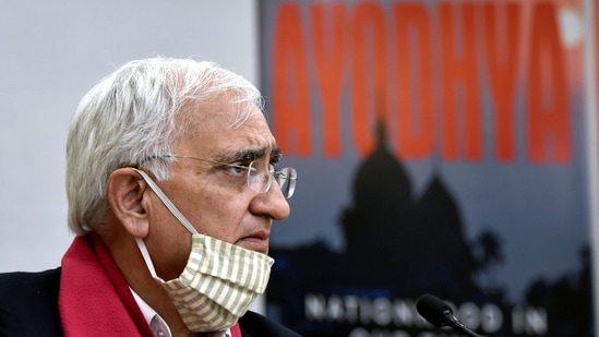 Senior Congress leader Salman Khurshid during the release of his book "Sunrise Over Ayodhya: Nationhood in Our Times", in New Delhi.(PTI) Senior Congress leader Salman Khurshid during the release of his book "Sunrise Over Ayodhya: Nationhood in Our Times", in New Delhi.(PTI)