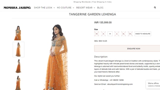 The Tangerine Garden Lehenga.&nbsp;(monishajaising.com)