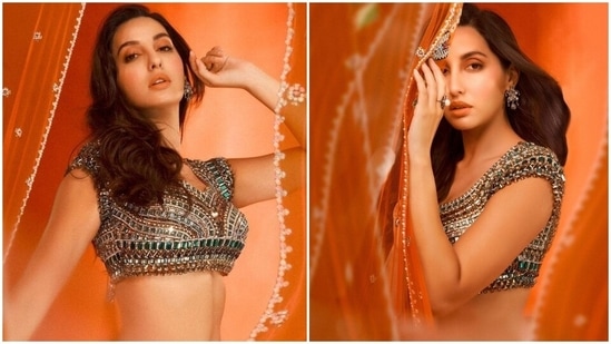 Nora Fatehi in <span class='webrupee'>?</span>1 lakh lehenga and choli is definition of beauty as she dances to Kusu Kusu