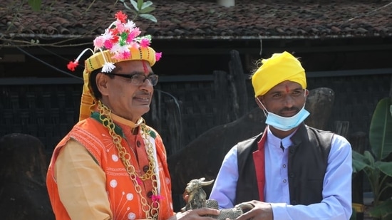 Women wearing traditional dress participate in the Congress Party's 'Bharat  Jodo Yatra-Assam