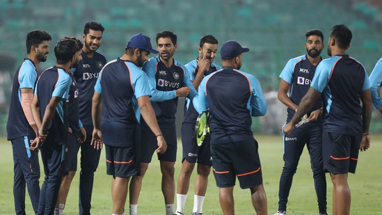 Team India in action during the practice session.(BCCI/TWITTER)
