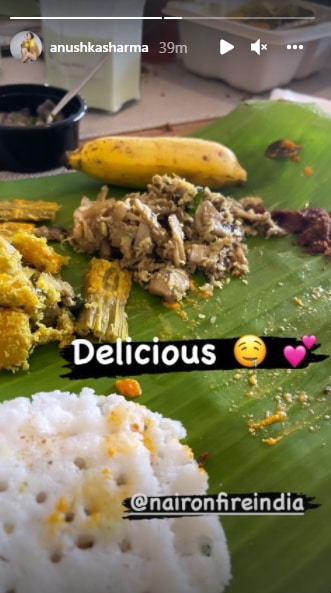 Anushka Sharma shared a picture of her Kerala-style lunch.