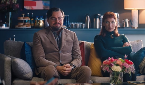Leonardo DiCaprio and Jennifer Lawrence in Don't Look Up.