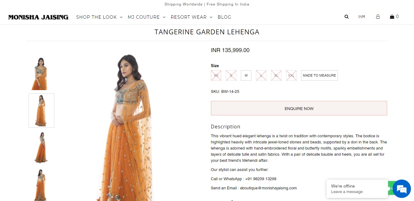 The Tangerine Garden Lehenga.&nbsp; (monishajaising.com)