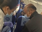 Union minister Karad said the man felt better after 30 minutes. (Indigo/Twitter Photo) Union minister Karad said the man felt better after 30 minutes. (Indigo/Twitter Photo)
