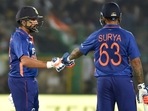Rohit Sharma and Suryakumar Yadav forged a 50-plus partnership. (Getty) Rohit Sharma and Suryakumar Yadav forged a 50-plus partnership. (Getty)