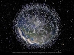 Artist's impression by the European Space Agency shows the debris field in low-Earth orbit which extends to 2000 km above the Earth's surface. Artist's impression by the European Space Agency shows the debris field in low-Earth orbit which extends to 2000 km above the Earth's surface.