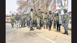 Security personnel examine the site of a grenade blast, hurled by militants, at Palhalan area of Baramulla district of North Kashmir, Wednesday. (PTI) Security personnel examine the site of a grenade blast, hurled by militants, at Palhalan area of Baramulla district of North Kashmir, Wednesday. (PTI)