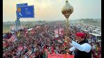 Samajwadi Party President Akhilesh Yadav during the 'Samajwadi Vijay Yatra' in Ghazipur, Wednesday. (PTI) Samajwadi Party President Akhilesh Yadav during the 'Samajwadi Vijay Yatra' in Ghazipur, Wednesday. (PTI)