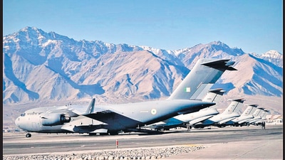 IAF heavy lifters that took part in the Op Hercules. (Defence ministry) IAF heavy lifters that took part in the Op Hercules. (Defence ministry)