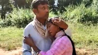 Sub engineer Ajay Lakra hugs his wife Arpita in the jungles of south Chhattisgarh’s Bijapur district soon after his release by Maoists who abducted him on Thursday . (Twitter screengrab/@anitachoudhary) Sub engineer Ajay Lakra hugs his wife Arpita in the jungles of south Chhattisgarh’s Bijapur district soon after his release by Maoists who abducted him on Thursday . (Twitter screengrab/@anitachoudhary)