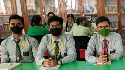 Students participate in a debate competition at St. Dominic Savio's High School in Patna, Bihar. (HT)