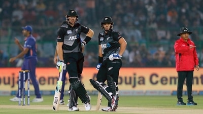 Jaipur, Nov 17 (ANI): New Zealand's Martin Guptill and teammate Mark Chapman during the first T20 International Match between India and New Zealand, at Sawai Mansingh Stadium in Jaipur on Wednesday. (ANI Photo) (ANI) Jaipur, Nov 17 (ANI): New Zealand's Martin Guptill and teammate Mark Chapman during the first T20 International Match between India and New Zealand, at Sawai Mansingh Stadium in Jaipur on Wednesday. (ANI Photo) (ANI)