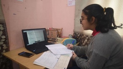 A student attends an online class at her home. (HT photo) A student attends an online class at her home. (HT photo)