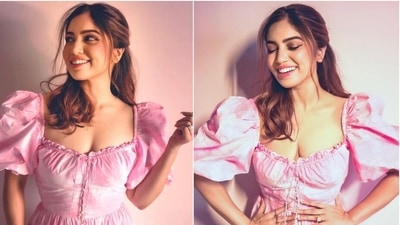 Bhumi Pednekar looks cuter than the word cute in pink tie-dye dress, Ayushmann Khurrana reacts Bhumi Pednekar looks cuter than the word cute in pink tie-dye dress, Ayushmann Khurrana reacts