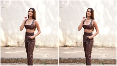 Tara left her long tresses open as she posed for the cameras. (HT Photos/Varinder Chawla)