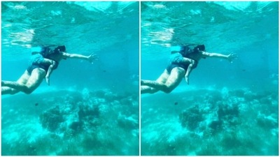 Here’s a wholesome snippet of Gul and Nihal snorkeling, with little Nihal piggybacking on his mom. (Instagram/@gulpanag) Here’s a wholesome snippet of Gul and Nihal snorkeling, with little Nihal piggybacking on his mom. (Instagram/@gulpanag)