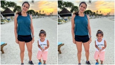 Gul and Nihal posed for a pretty picture against a picturesque sunset, with their feet in the sand. (Instagram/@gulpanag) Gul and Nihal posed for a pretty picture against a picturesque sunset, with their feet in the sand. (Instagram/@gulpanag)