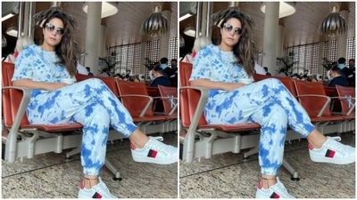 Hina sat in the airport lounge as she posed for the cameras. (Instagram/@realhinakhan) Hina sat in the airport lounge as she posed for the cameras. (Instagram/@realhinakhan)