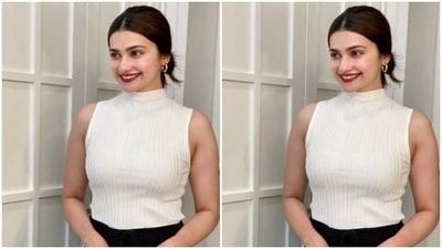Prachi wore her hair in a clean bun with a middle part and gave a twist to her casual look. (Instagram/@prachidesai) Prachi wore her hair in a clean bun with a middle part and gave a twist to her casual look. (Instagram/@prachidesai)