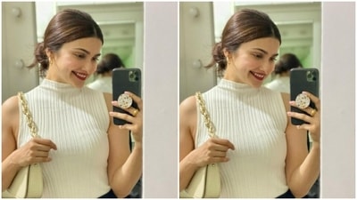 Prachi aptly accessorised her look for the day in statement gold earrings. (Instagram/@prachidesai) Prachi aptly accessorised her look for the day in statement gold earrings. (Instagram/@prachidesai)